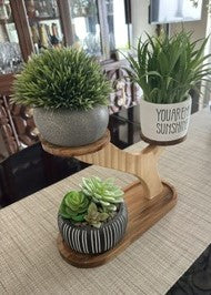 Handmade 2-Tier Wooden Tree Plant Stand