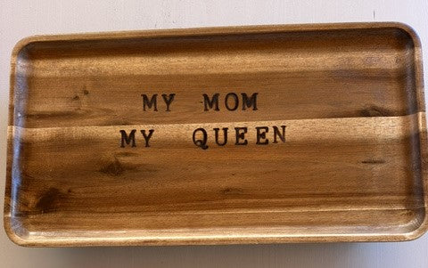 Personalized Acacia Wood Rectangular Serving Tray with Rectangular Legs | Custom Engraving