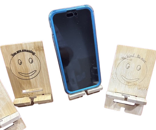 Bamboo engraved phone holder stand