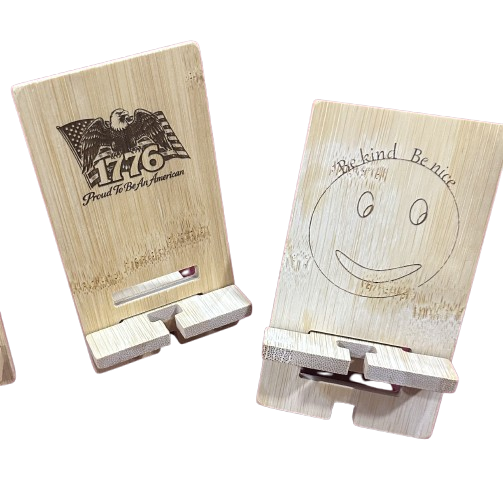 Bamboo engraved phone holder stand