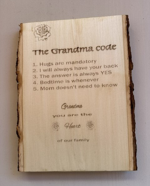 Engraved Live Edge Basswood For Mother