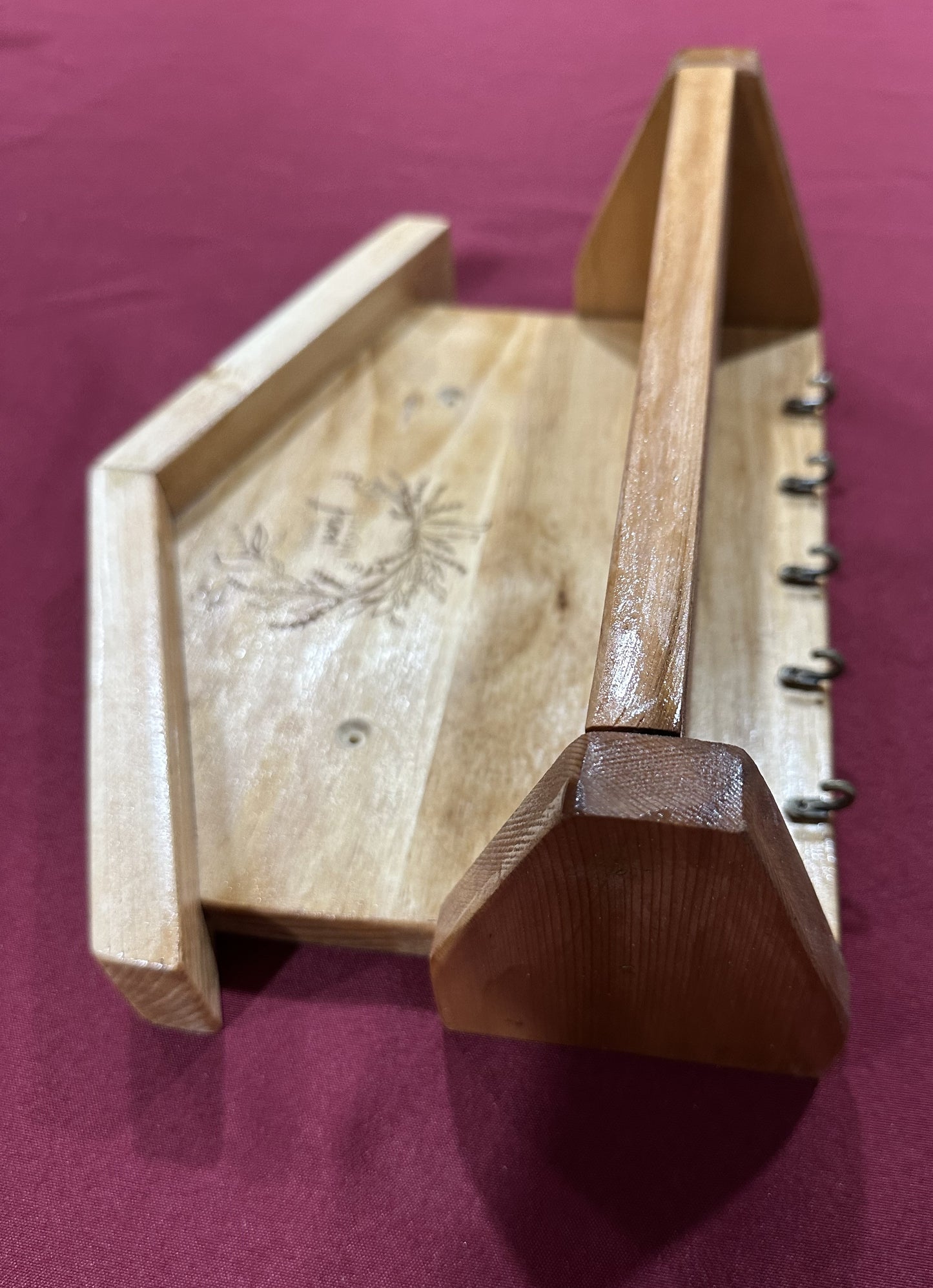 Handmade solid wood wall mounted key holder house shape
