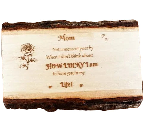 Engraved Live Edge Basswood For Mother