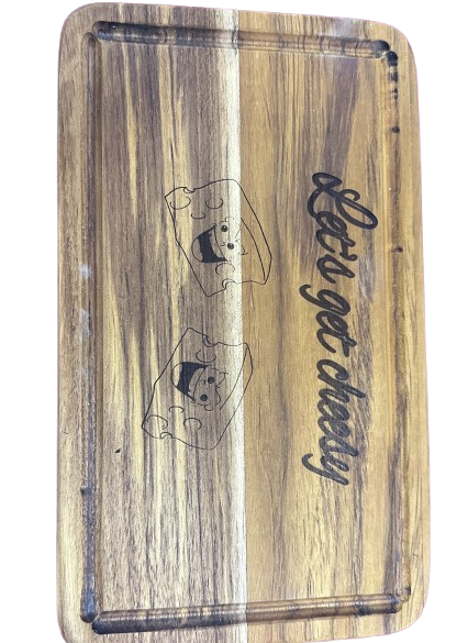 Handmade teak engraved medium cutting board