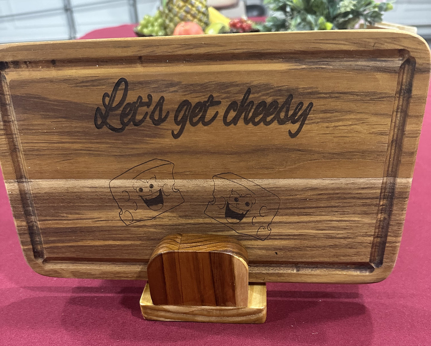 Handmade teak engraved medium cutting board