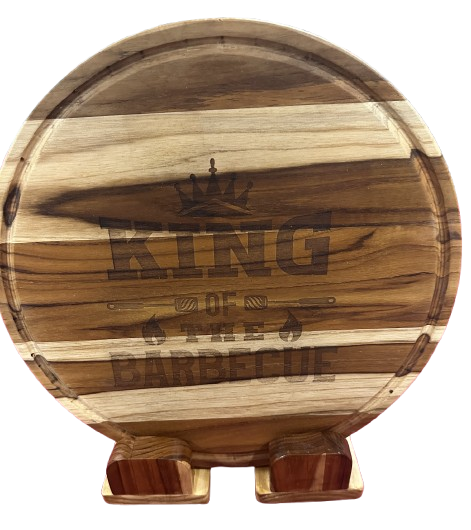 Handmade teak wood round cutting board