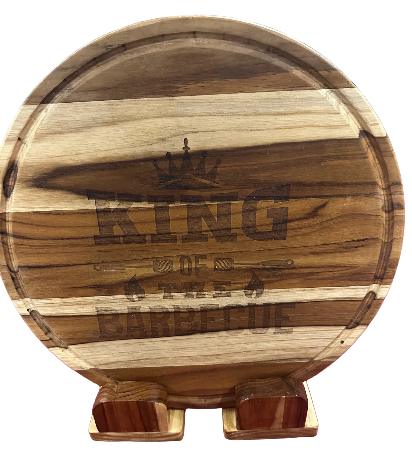 Handmade teak wood round engraved medium cutting board