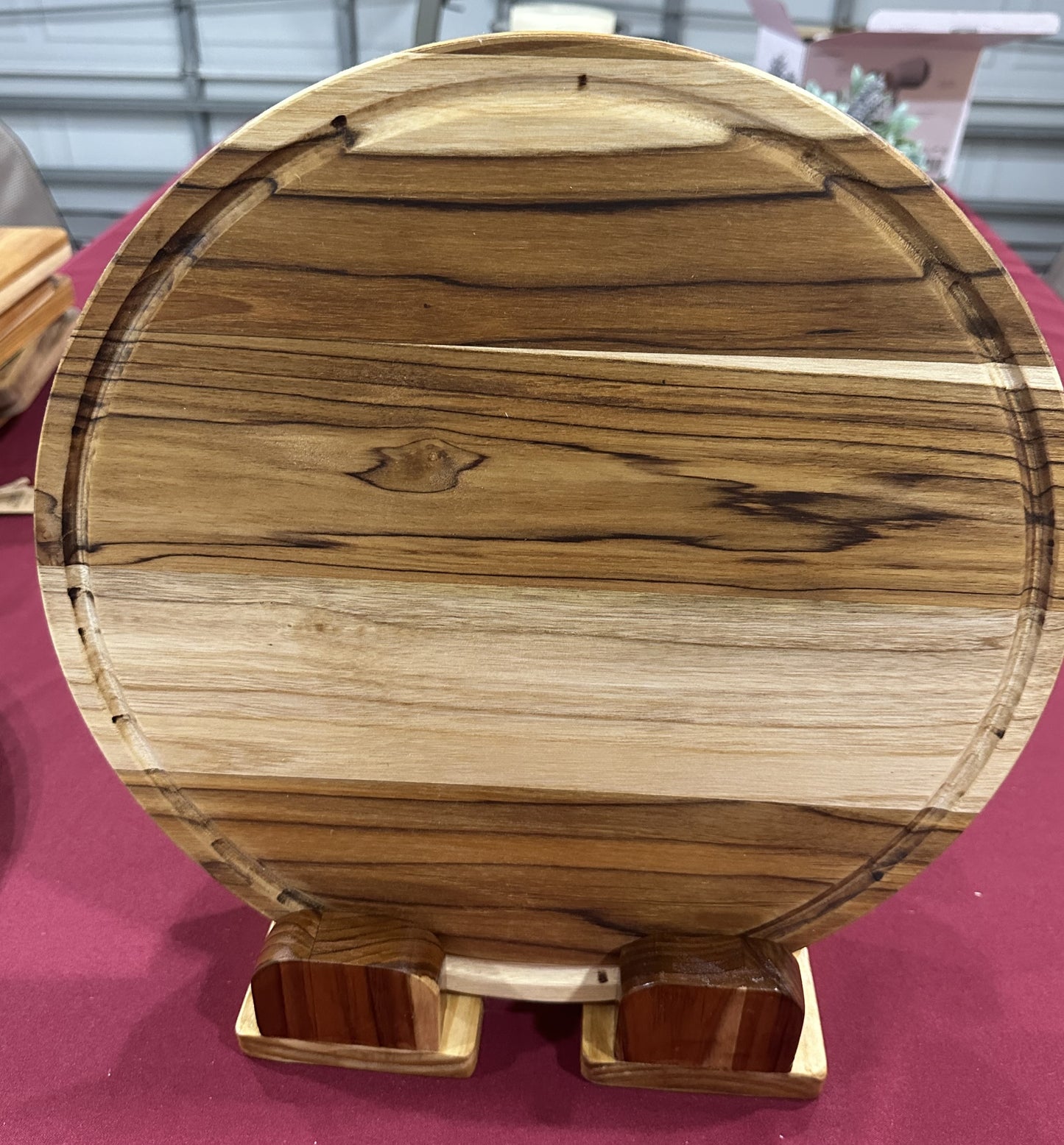 Handmade teak wood round cutting board