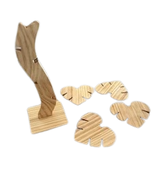 Handmade Wooden Tree Coaster Set