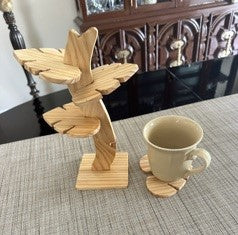 Handmade Wooden Tree Coaster Set