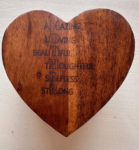 Wooden Heart shaped Box