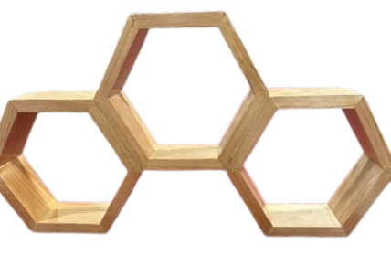 Handmade Hexagon Wall Mounting Decorative Shelves Made With Premium Pine From New Zealand.