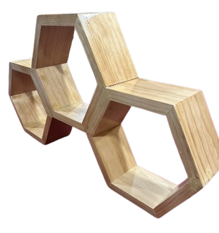 Handmade Hexagon Wall Mounting Decorative Shelves Made With Premium Pine From New Zealand.